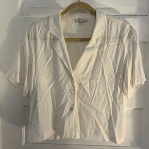 Madewell Cream Cropped Button-Up Top
